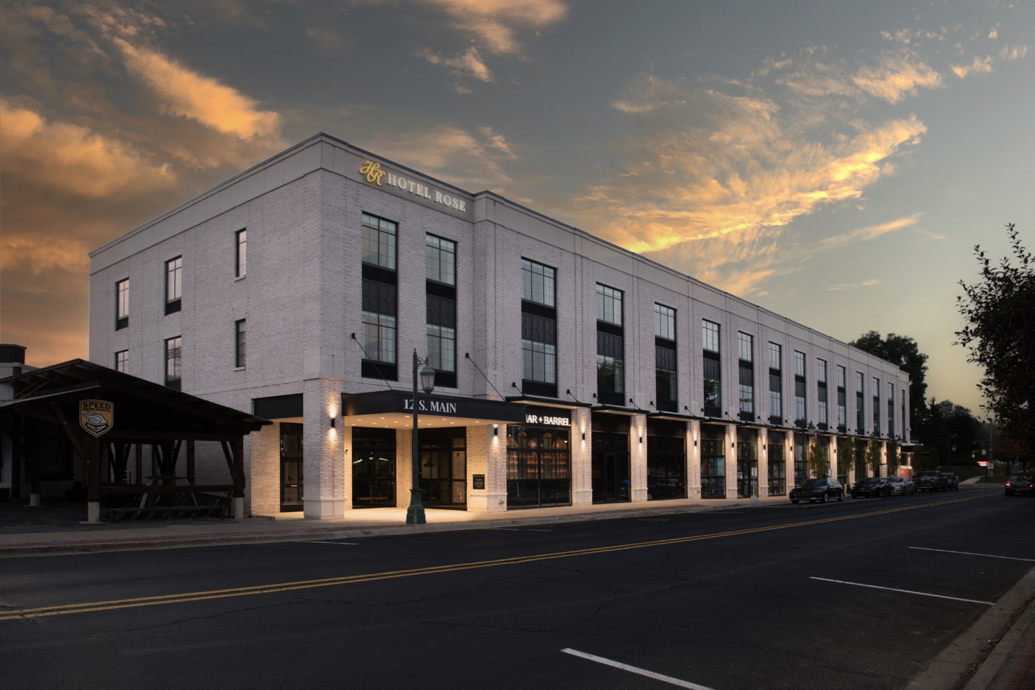 Sunset view of Hotel Rose